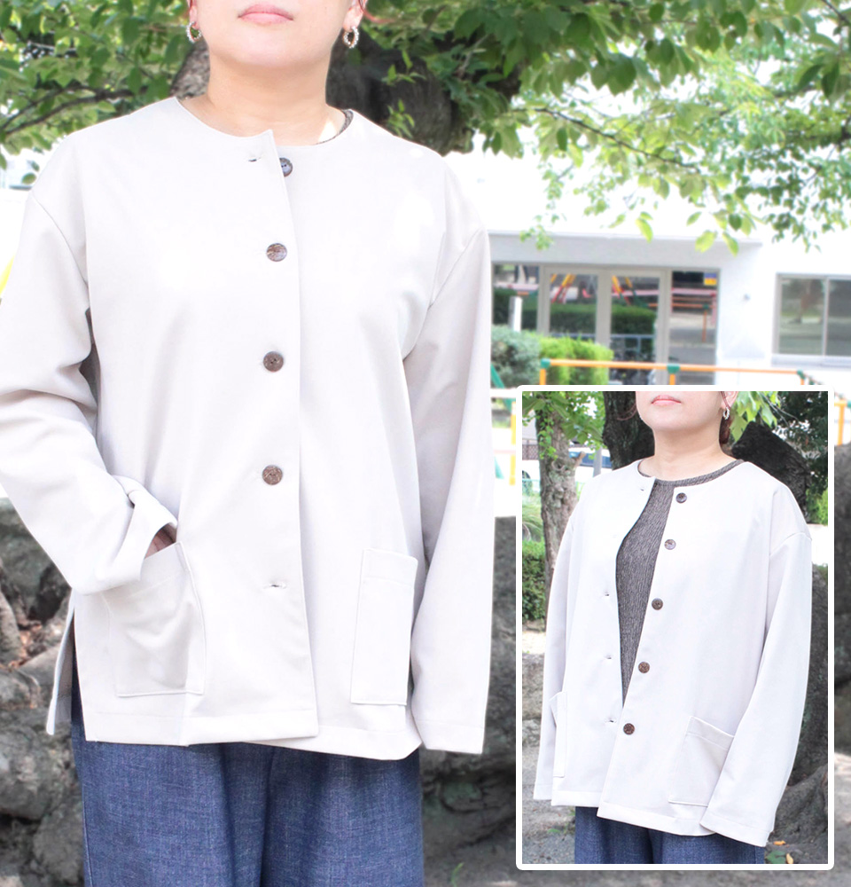 2025年8月のフリーパターン JK-700 ノーカラースリットジャケット